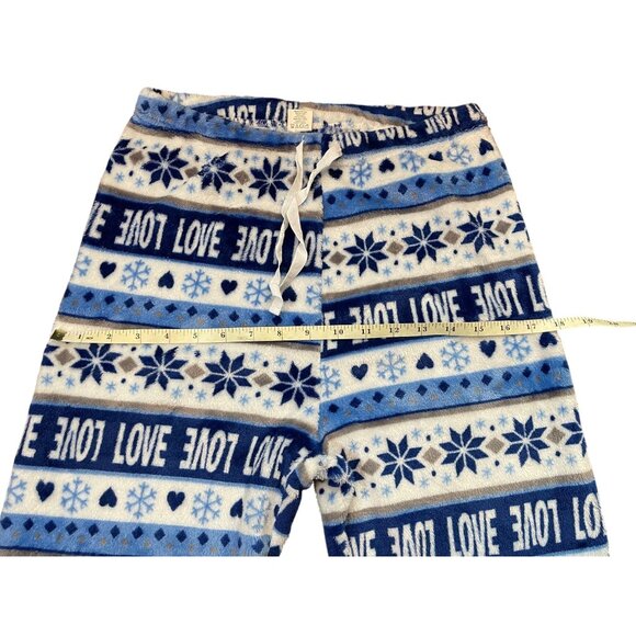 Fleece Pajama Pants With Snowflake & Love Pattern Youth Large / XL Womens Small - Picture 4 of 10